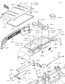 Fenders Diagram and Parts List for KAF620XJF 2018 Kawasaki Lawn Tractor Accessories