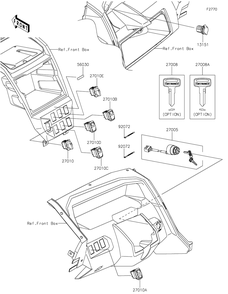 Ignition Switch Diagram and Parts List for KRF1000DPFNL 2023 Kawasaki Lawn Tractor Accessories
