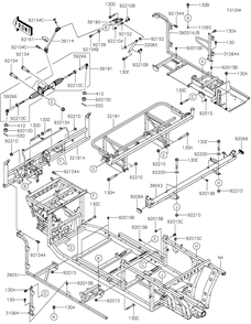 Frame Diagram and Parts List for KAF820AGF 2016 Kawasaki Lawn Tractor Accessories