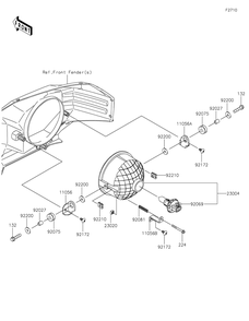 Headlight Diagram and Parts List for KAF1000BMFNN 2021 Kawasaki Lawn Tractor Accessories