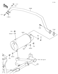 Muffler Diagram and Parts List for KAF400JKF 2019 Kawasaki Lawn Tractor Accessories