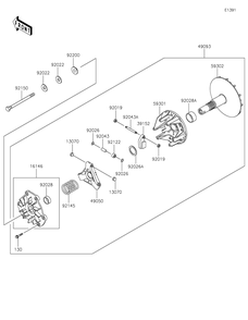 Drive Converter Diagram and Parts List for KAF620MLF 2020 Kawasaki Lawn Tractor Accessories