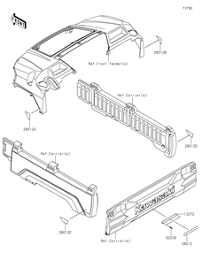 Reflectors Diagram and Parts List for KAF820GMFNL 2021 Kawasaki Lawn Tractor Accessories