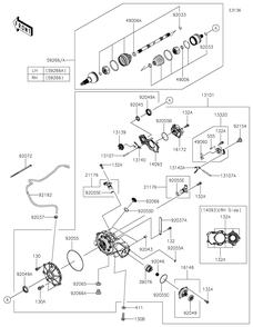 Drive Shaft-Front Diagram and Parts List for KRF1000CPFNN 2023 Kawasaki Lawn Tractor Accessories