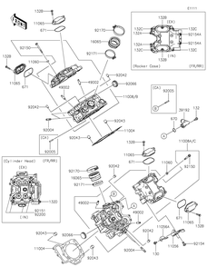 Cylinder Head Diagram and Parts List for KRF800JNFNL 2022 Kawasaki Lawn Tractor Accessories