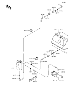 Fuel Evaporative System Diagram and Parts List for KAF400FGF 2016 Kawasaki Lawn Tractor Accessories