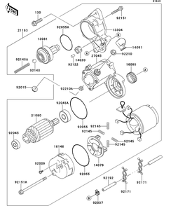 Starter Motor Diagram and Parts List for KAF620RDFA 2013 Kawasaki Lawn Tractor Accessories