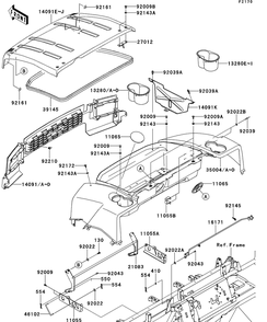 Fenders Diagram and Parts List for KAF620RDFA 2013 Kawasaki Lawn Tractor Accessories