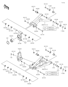 Rear Suspension Diagram and Parts List for KRF800GKF 2019 Kawasaki Lawn Tractor Accessories
