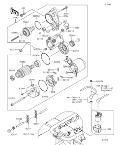 Starter Motor Diagram and Parts List for KAF620RFF 2015 Kawasaki Lawn Tractor Accessories