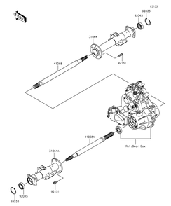 Rear Axle Diagram and Parts List for KAF400FGF 2016 Kawasaki Lawn Tractor Accessories