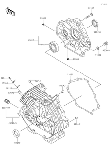 Crankcase Diagram and Parts List for KAF400HHF 2017 Kawasaki Lawn Tractor Accessories