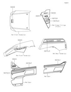 Part Location Diagram of 56075-2961 Kawasaki Pattern, Side Guard, Rh, Upp