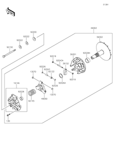 Drive Converter Diagram and Parts List for KAF620SMFNN 2021 Kawasaki Lawn Tractor Accessories