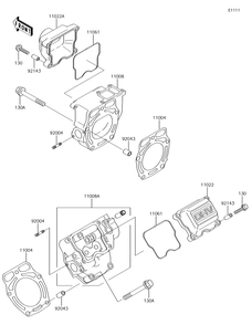 Cylinder Head Diagram and Parts List for KAF620PGF 2016 Kawasaki Lawn Tractor Accessories
