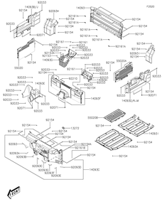 Carrier Diagram and Parts List for KAF700BKF 2019 Kawasaki Lawn Tractor Accessories
