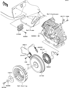 Generator/Ignition Coil Diagram and Parts List for KAF400AFF 2015 Kawasaki Lawn Tractor Accessories