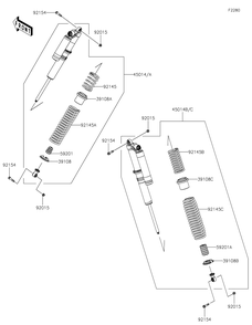 Shock Absorber Diagram and Parts List for KRT1000CPFNN 2023 Kawasaki Lawn Tractor Accessories