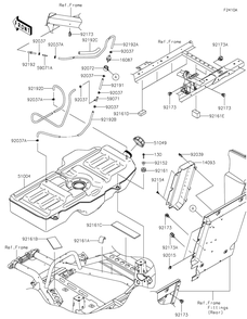 Part Location Diagram of 92161-2179 Kawasaki Damper, Tank Frame Pipe