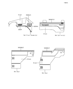 Decals(Green)(Cff) Diagram and Parts List for KAF820CFF 2015 Kawasaki Lawn Tractor Accessories