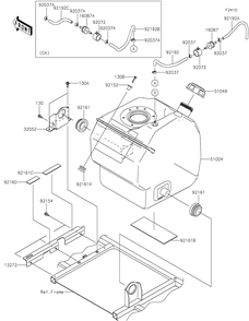 Fuel Tank Diagram and Parts List for KAF820EJF 2018 Kawasaki Lawn Tractor Accessories