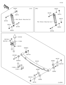Rear Suspension Diagram and Parts List for KAF620XJF 2018 Kawasaki Lawn Tractor Accessories