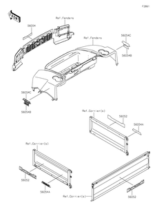 Decals Diagram and Parts List for KAF620SKF 2019 Kawasaki Lawn Tractor Accessories