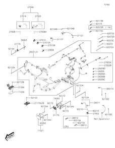 Chassis Electrical Equipment Diagram and Parts List for KAF700CKF 2019 Kawasaki Lawn Tractor Accessories