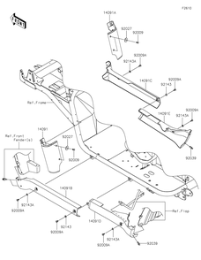 Side Covers/Chain Cover Diagram and Parts List for KAF620MLF 2020 Kawasaki Lawn Tractor Accessories