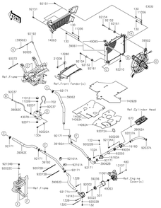 Radiator Diagram and Parts List for KRF800JMFNN 2021 Kawasaki Lawn Tractor Accessories