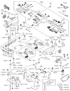 Chassis Electrical Equipment Diagram and Parts List for KAF620PGF 2016 Kawasaki Lawn Tractor Accessories