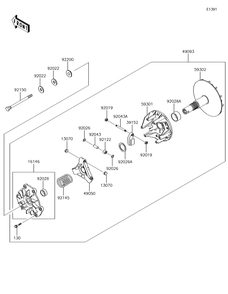Drive Converter Diagram and Parts List for KAF620VGF 2016 Kawasaki Lawn Tractor Accessories