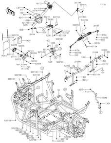 Frame Diagram and Parts List for KRF800JMFNN 2021 Kawasaki Lawn Tractor Accessories