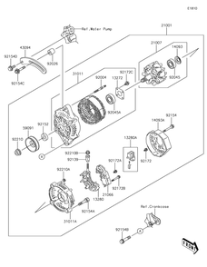 Generator Diagram and Parts List for KAF1000HJF 2018 Kawasaki Lawn Tractor Accessories