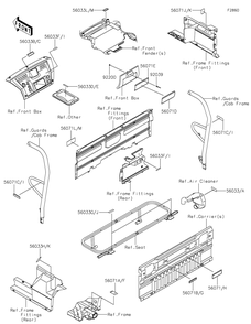 Labels Diagram and Parts List for KAF1000CKF 2019 Kawasaki Lawn Tractor Accessories