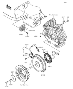 Generator/Ignition Coil Diagram and Parts List for KAF400DFF 2015 Kawasaki Lawn Tractor Accessories