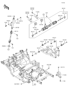 Frame Diagram and Parts List for KAF620PGF 2016 Kawasaki Lawn Tractor Accessories