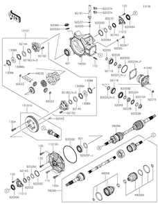 Drive Shaft-Front Diagram and Parts List for KAF620MLF 2020 Kawasaki Lawn Tractor Accessories