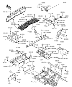 Frame Fittings-Rear Diagram and Parts List for KAF820CFF 2015 Kawasaki Lawn Tractor Accessories