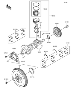 Crankshaft/Piston Diagram and Parts List for KAF820FHF 2017 Kawasaki Lawn Tractor Accessories