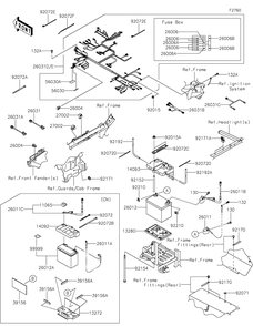 Chassis Electrical Equipment Diagram and Parts List for KRF800FMFNL 2021 Kawasaki Lawn Tractor Accessories