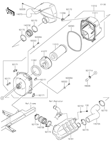 Air Cleaner Diagram and Parts List for KAF1000FKF 2019 Kawasaki Lawn Tractor Accessories