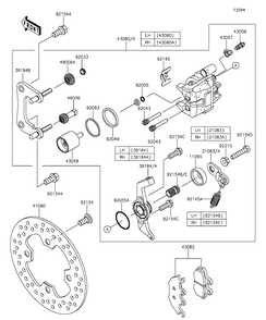 Rear Brake Diagram and Parts List for KAF1000EGF 2016 Kawasaki Lawn Tractor Accessories