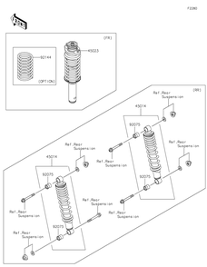 Shock Absorber Diagram and Parts List for KAF620RMFNN 2021 Kawasaki Lawn Tractor Accessories