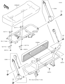 Seat Diagram and Parts List for KAF400KJF 2018 Kawasaki Lawn Tractor Accessories