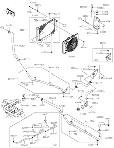 Radiator 1 Diagram and Parts List for KAF620RMFNN 2021 Kawasaki Lawn Tractor Accessories