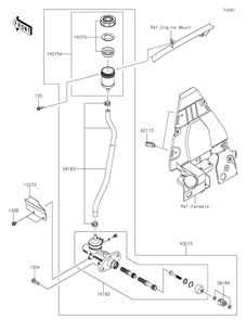 Master Cylinder Diagram and Parts List for KRF1000DMFNN 2021 Kawasaki Lawn Tractor Accessories