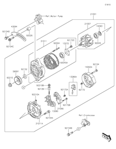 Generator Diagram and Parts List for KAF1000BHF 2017 Kawasaki Lawn Tractor Accessories