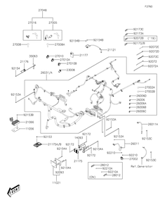 Chassis Electrical Equipment Diagram and Parts List for KAF700BKF 2019 Kawasaki Lawn Tractor Accessories