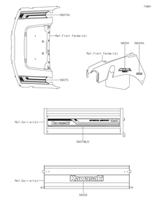 Decals(Mhf/Mhs) Diagram and Parts List for KAF400MHF 2017 Kawasaki Lawn Tractor Accessories